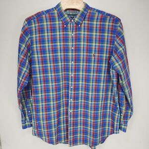 Ralph Lauren Classic Fit Mens 3XLT Cotton-Linen Plaid Button Down Shirt‎ Long